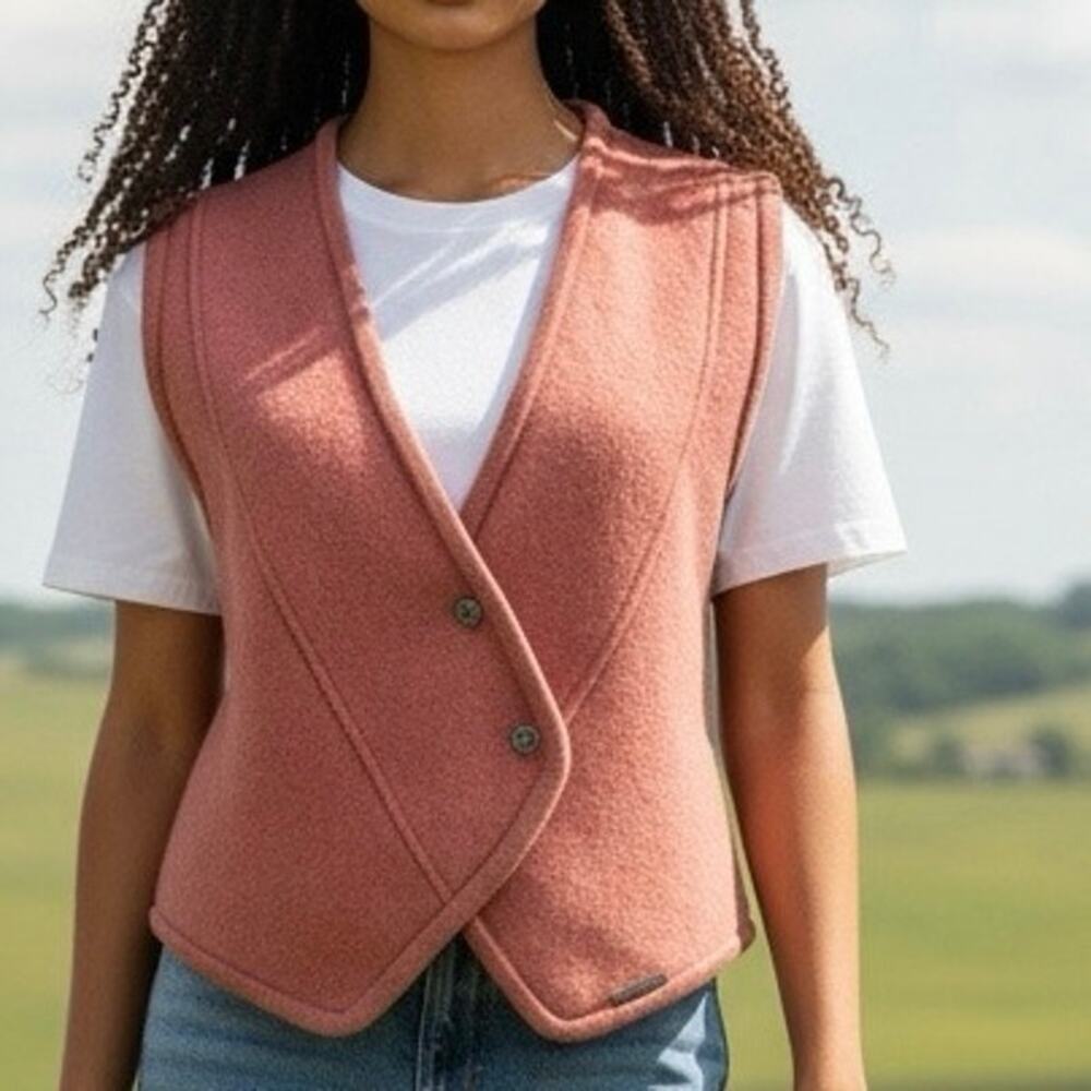 Vintage Geiger Vest Boiled Wool Dusty Rose size med